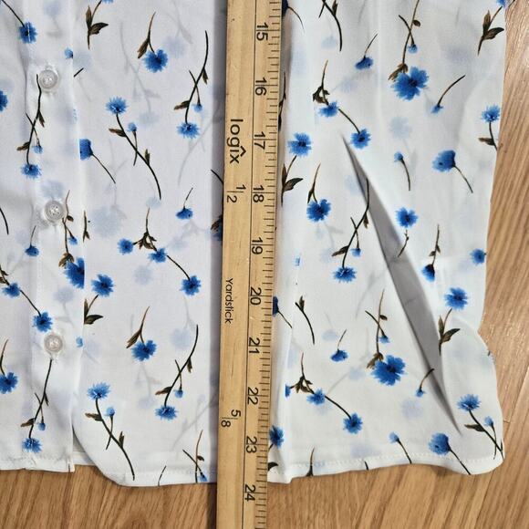 NWT Revolve Three Eighty Two Womens Floral Ruffle Blouse M Sheer Cottage Boho - Picture 4 of 11